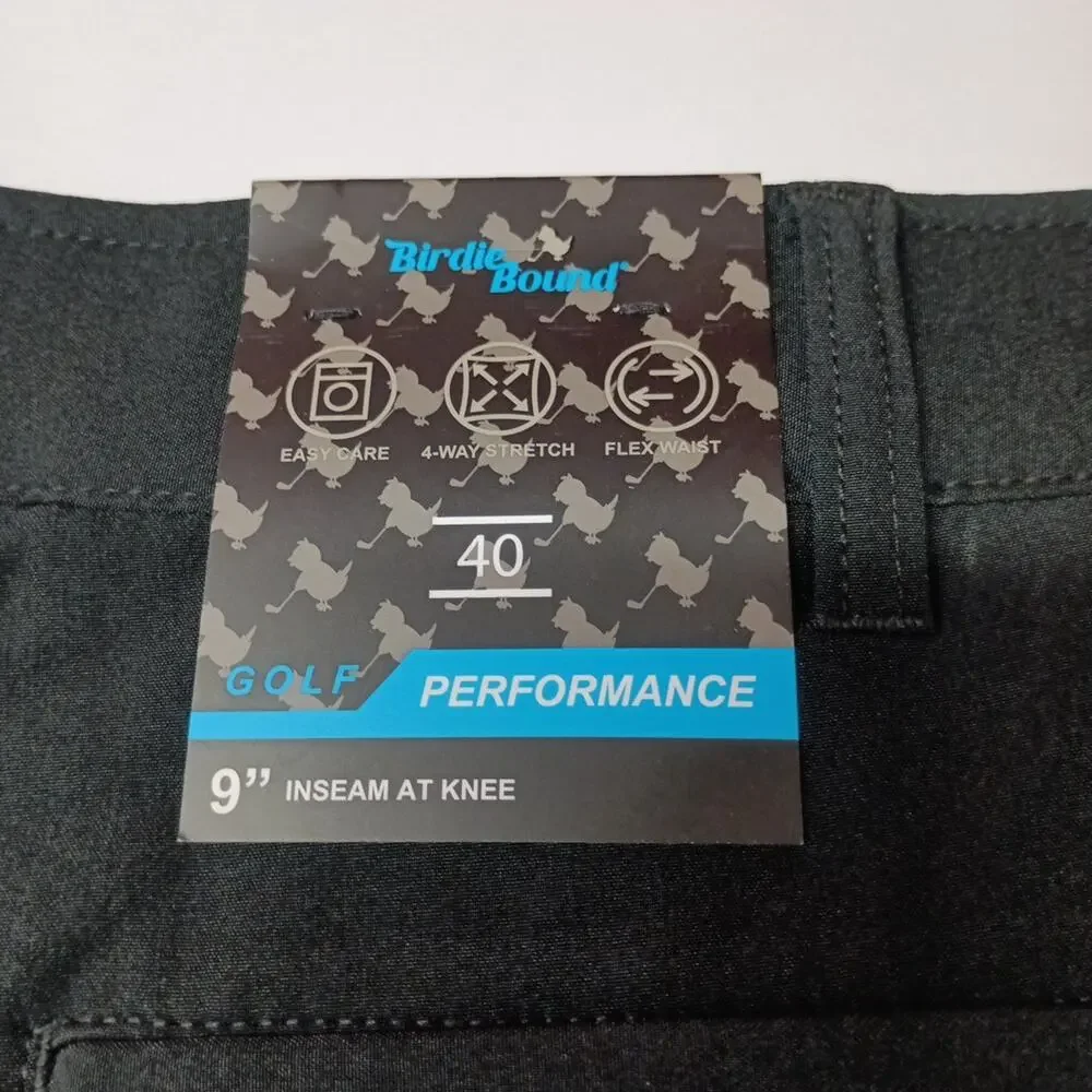 Birdie Bound Cargo Shorts Men's 40x9 Ultimate Black Stretch Easy Care Flex Waist